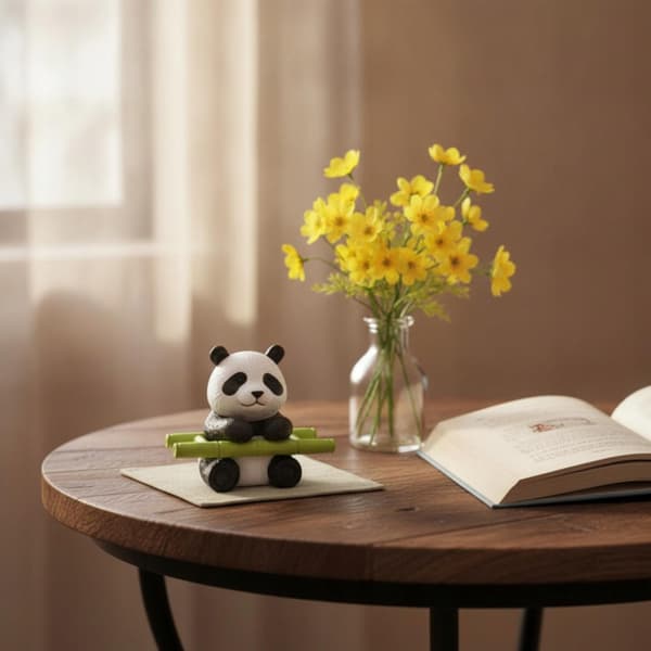 Pandas Figurine: Cute Little Pandas – Compact Figurines, Lying Down, Holding