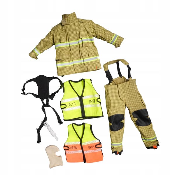 1/6 Action Doll Firefighter Outfit – Handmade Formal Fireman’s Uniform, Light Yellow