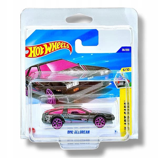 Hot Wheels DMC DeLorean, black, 1:64 scale model