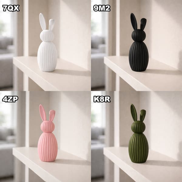 DECORATIVE FIGURINE: RIBBED RABBIT WITH LONG EARS – MANY COLOURS AVAILABLE