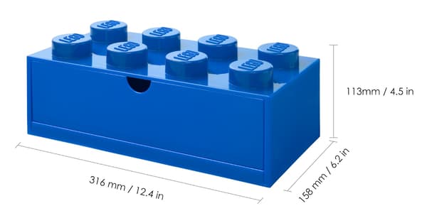 LEGO BLOCK STORAGE DRAWER, 8-COMPARTMENT, FOR DESK, BLUE