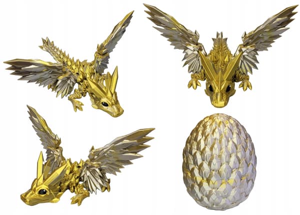 Movable Winged Dragon with Mistic Gold Dragon Egg – Crystal Dragon figurine