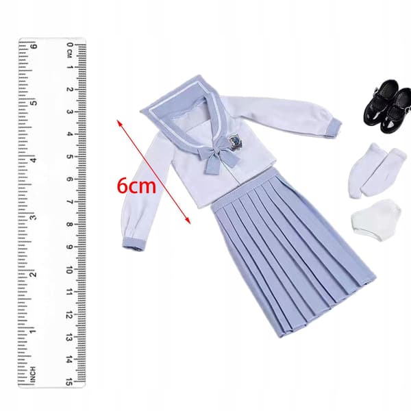 1/6 Scale Figure Doll School Uniform Set – Long-sleeved Top Set, light blue