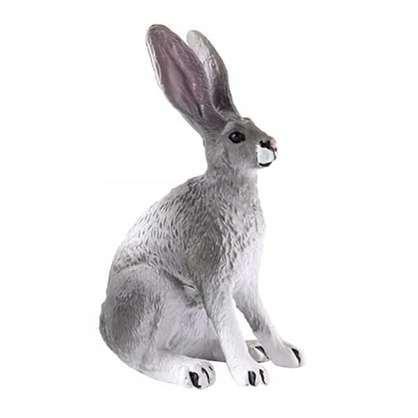Realistic Forest Animals: Pet Rabbit Action Figures – Grey Crouching Rabbit