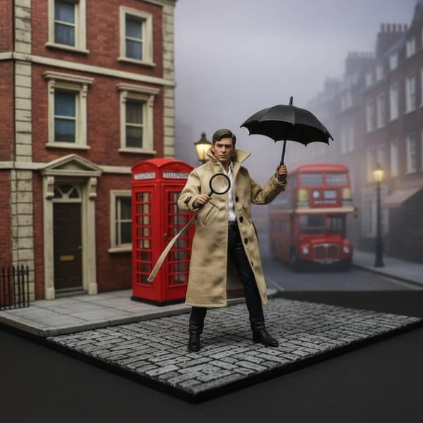 1/12 scale trench coat, poseable with internal wire, 6-inch black figure