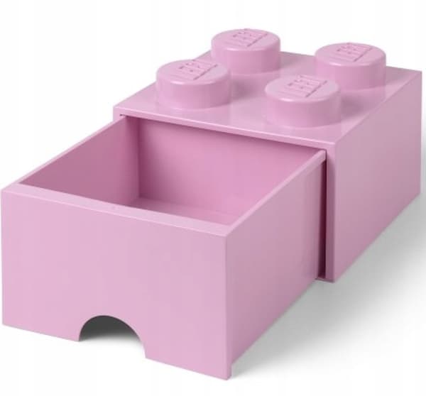 LEGO 4-DRAWER BRICK STORAGE BOX, 2x2 BRICK CONTAINER, LARGE LIGHT PINK BOX