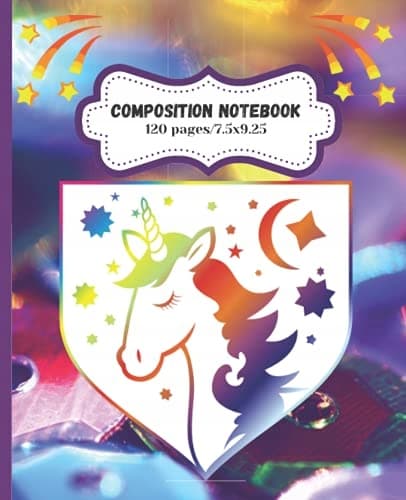 Unicorn Composition Notebook: wide-ruled composition notebook, back to school