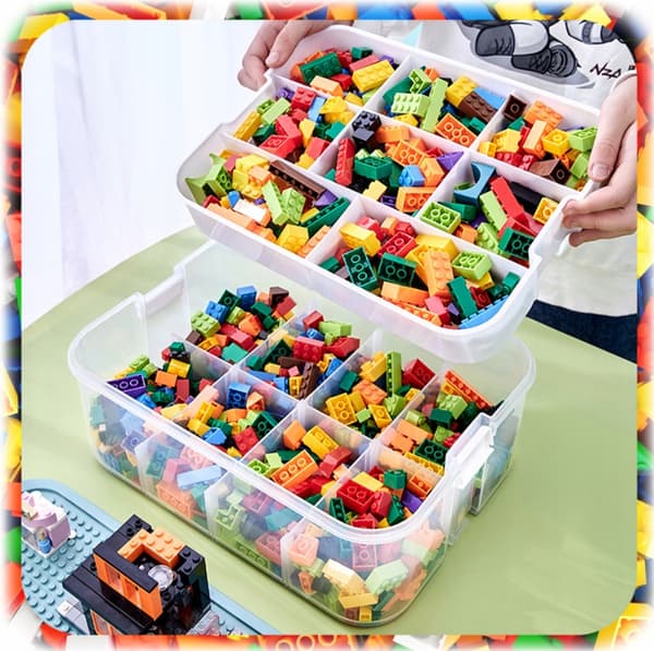 CHILDREN’S BLOCK STORAGE BOX – ORGANISER WITH COMPARTMENTS, 18L – MAKES A GREAT GIFT