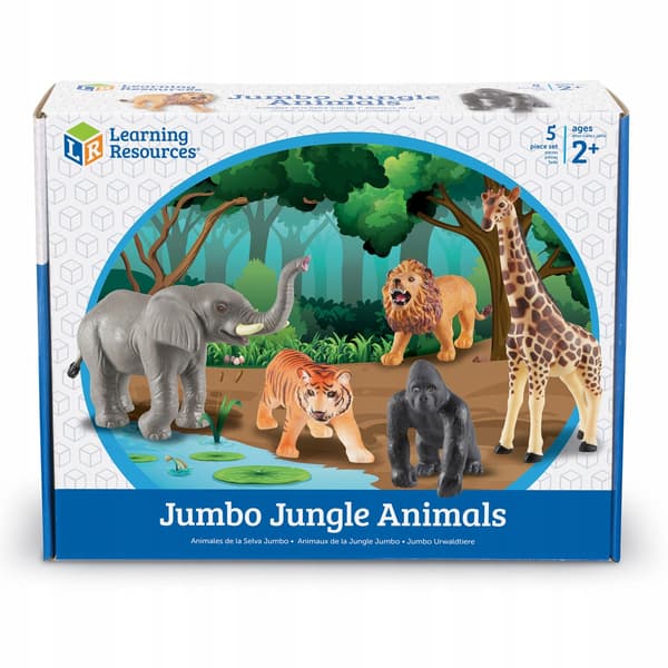 Learning Resources Set of 5 Small Figures: Giraffe, Elephant, Lion, Tiger