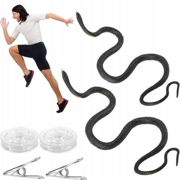 MOVABLE REALISTIC SNAKE FIGURINES, 112 CM, FOR PRANKS – 2-PACK, PLASTIC