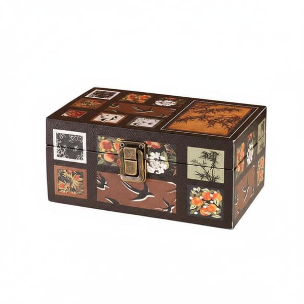 Retro Plaid B wooden storage box