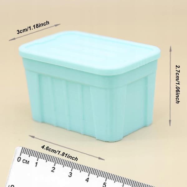Doll Miniature Mini Organiser Box Stackable Storage Container Model Green
