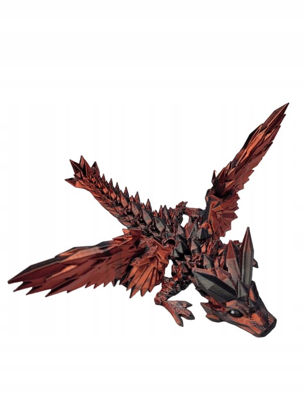 Mistic Red Moving Winged Dragon 3D-printed Crystal Dragon figurine