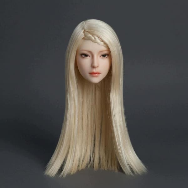 1/6 scale female head sculptures. Customisable, hair-implanted head style C