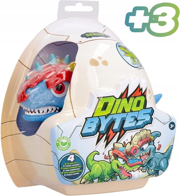 DINO BYTES ARTICULATED FIGURINE: DILO the Dinosaur with Helmet and COMBAT FEATURES