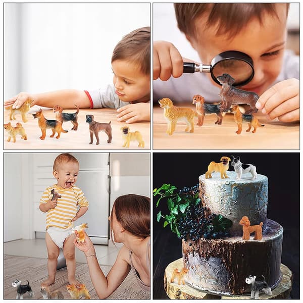 12 FUN RESIN MINI DOG FIGURINES FOR TODDLERS