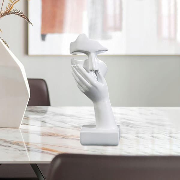 Resin statue: Abstract figure of a thinker, white