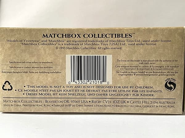 MATCHBOX-MOY YGB09 1920 MACK AC MOOSEHEAD FROM 1993 (B2)