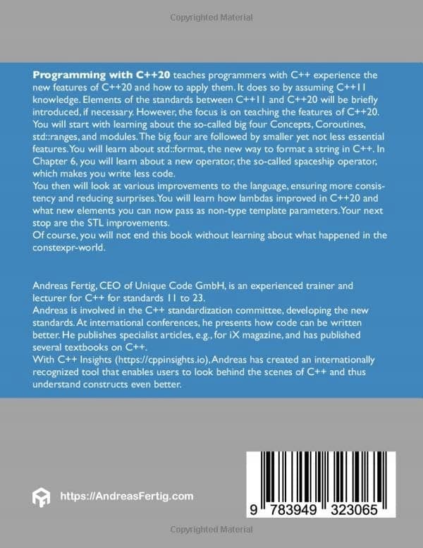 Fertig, Andreas *Programming with C++20* (greyscale edition): *Concepts*, *Corou*