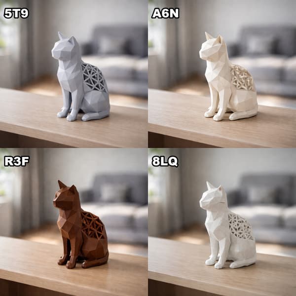 LOW-POLY CAT FIGURINE – GEOMETRIC DECORATION ON A BASE – MANY COLOURS