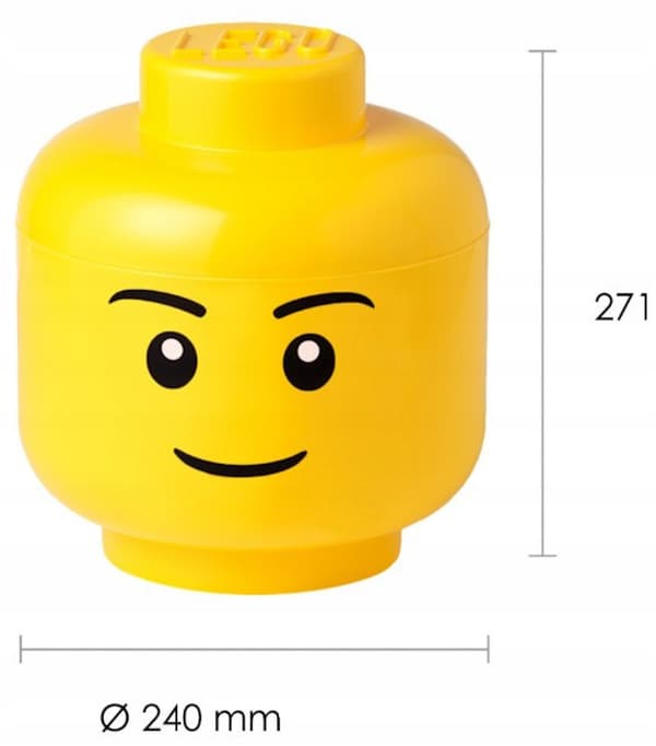 LEGO BIG HEAD BOY CONTAINER, SIZE L, 27 CM, CAPACITY 8.5 L