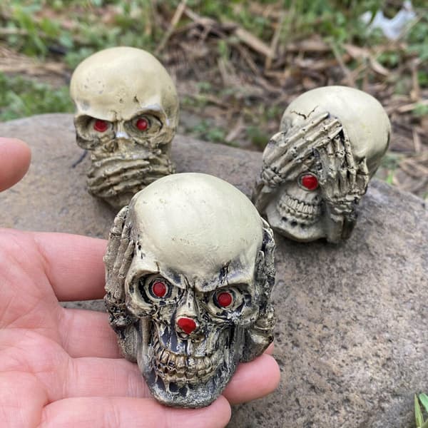 See No Evil, Hear No Evil, Speak No Evil – Stacked Tower Gothic Tabletop Decor