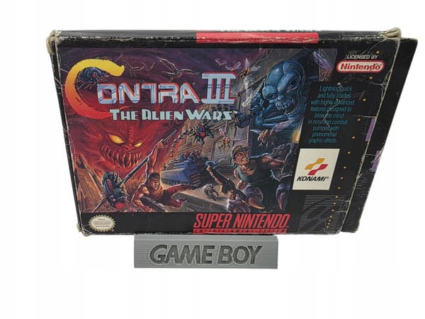 NINTENDO SNES CONTRA III: THE ALIEN WARS NTSC VERSION ORIGINAL CARDBOARD BOX