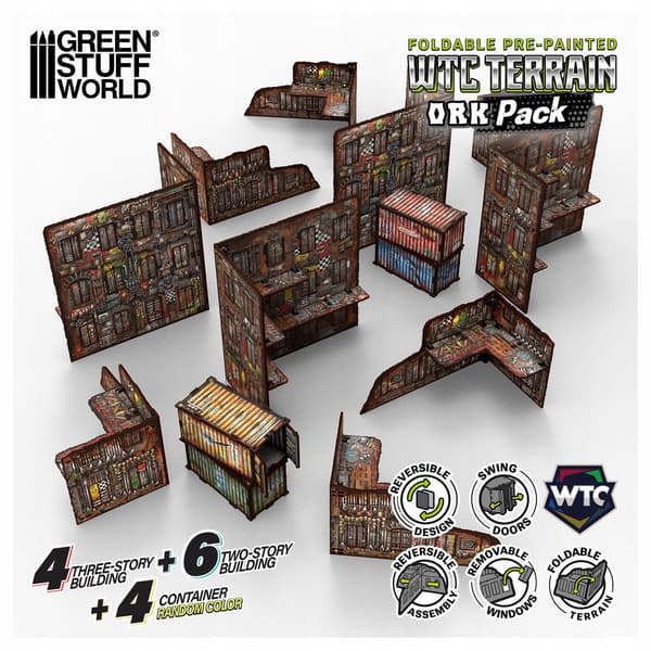 GSW 14432 Pre-Painted Foldable WTC Terrain Pack – Orks (game terrain)