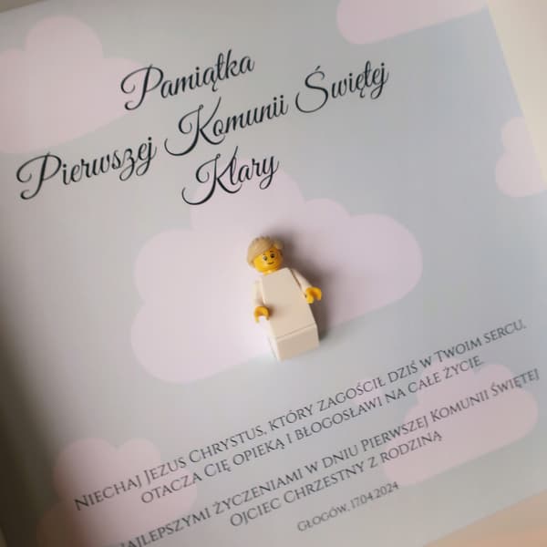 FIRST HOLY COMMUNION FRAME WITH A LEGO MINIFIGURE