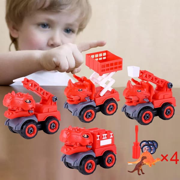 Fun Dinosaur Car Construction Set – Educational Toys – DIY – Take-Apart – Red
