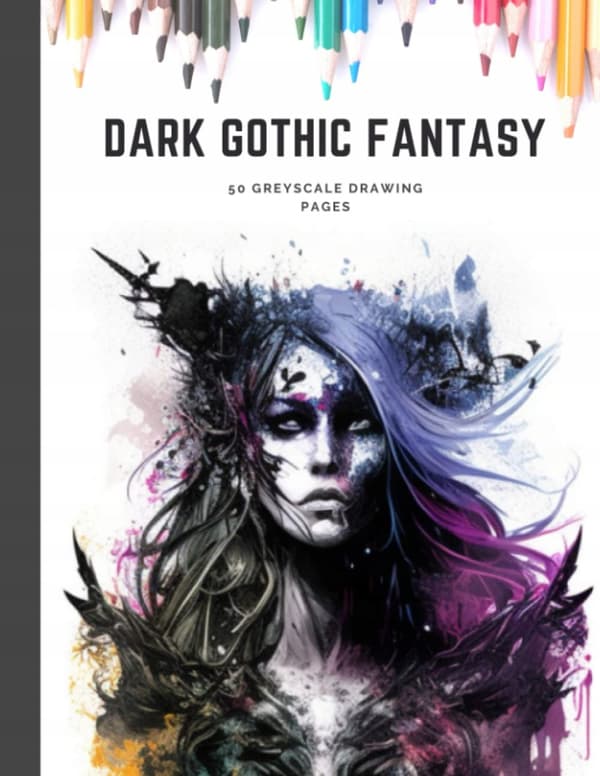 Dark Gothic Fantasy Sketches in Light Grey Scale: A Colouring Book