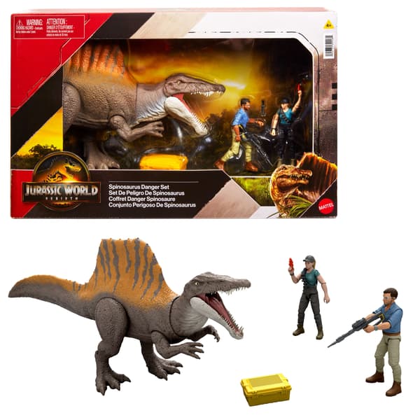 JURASSIC WORLD: RESURRECTION – SPINOSAURUS DINOSAUR FIGURE SET + ACCESSORIES
