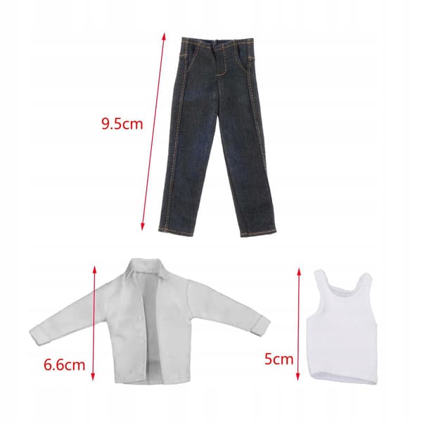 1:12 scale action figures – Shirt and jeans set – Model Doll Decor, black