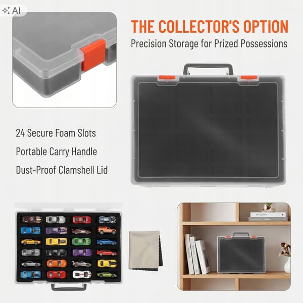 TRANSPARENT PLASTIC DISPLAY BOX FOR MODEL CARS WITH INSERTS