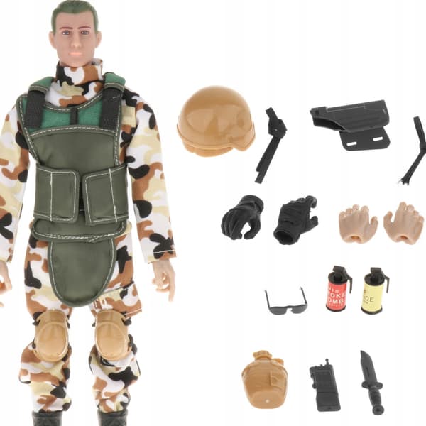 12 Action Figures and 1:6 Scale Model Soldiers Play Set, Green A
