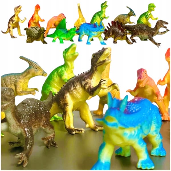 12 DINOSAUR FIGURES – LARGE COLOURFUL SET FOR CHILDREN – DINOSAURS – GIFT