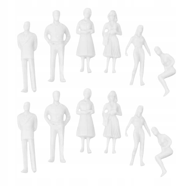 50 MINIATURE WHITE FIGURINES FOR MODELS AND DECORATIONS