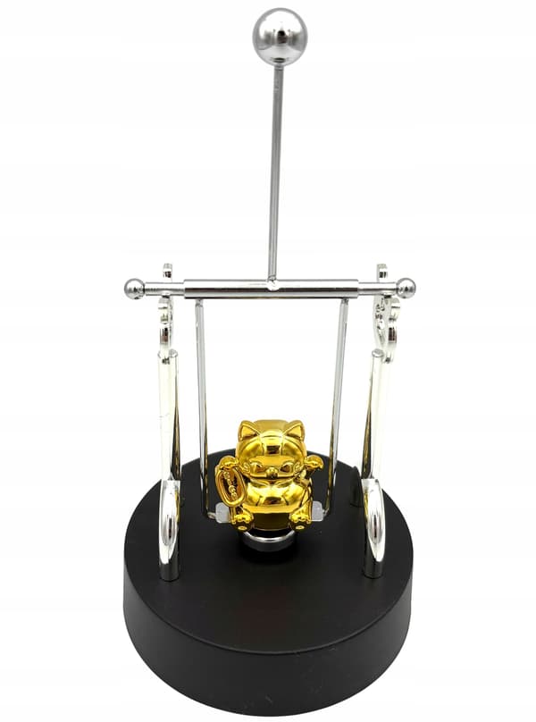 USB-powered perpetual motion toy: a magnetic swing with a kitten.