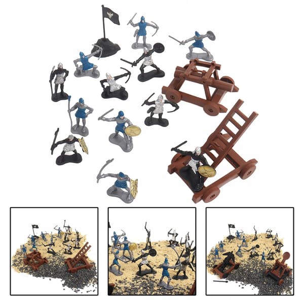 15 Ancient Soldier Figures: Warriors with Swords, Shields and a Flag from A