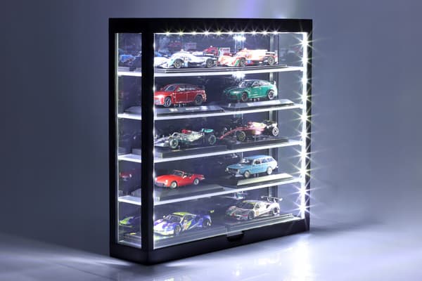 5-tier LED display cabinet for 1:43 and 1:64 scale models, WHITE, WITHOUT MIRROR, Triple9