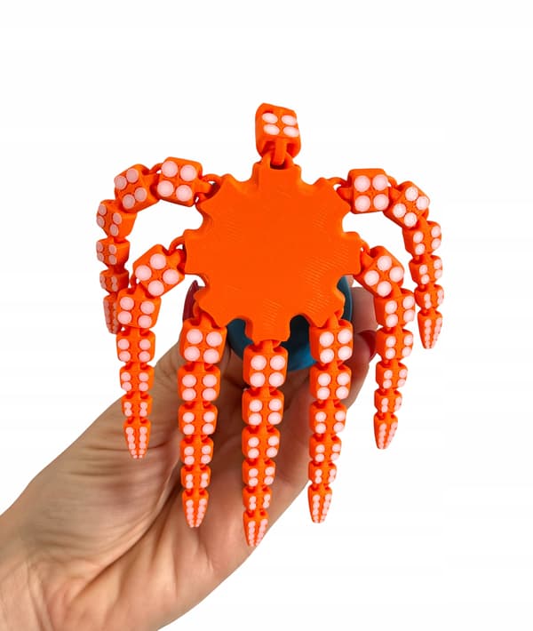 3D segmented octopus, movable figurine with 8 flexible tentacles, toy
