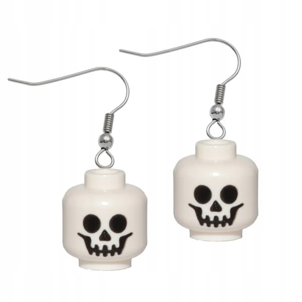LEGO earrings featuring 3626cpb0001 gen047 Skeleton Head, Skeleton, Skull – DIY