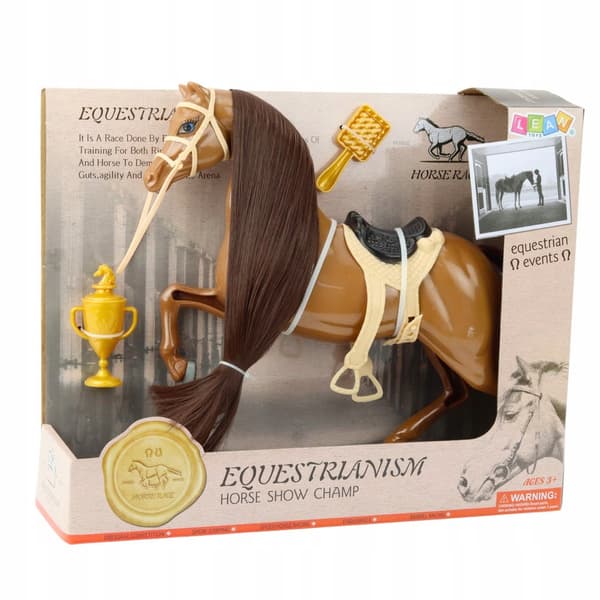 Horse with a Long Mane, Saddle, Cup, Brush, Accessories, Brown
