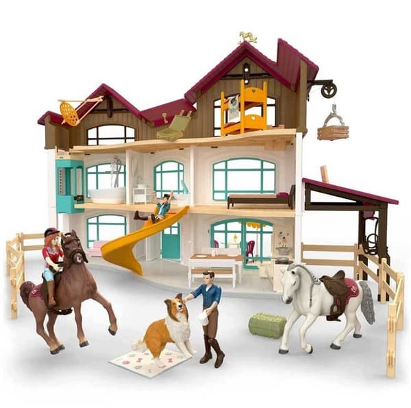 Schleich set with horse figurines and a 68x38 cm paddock
