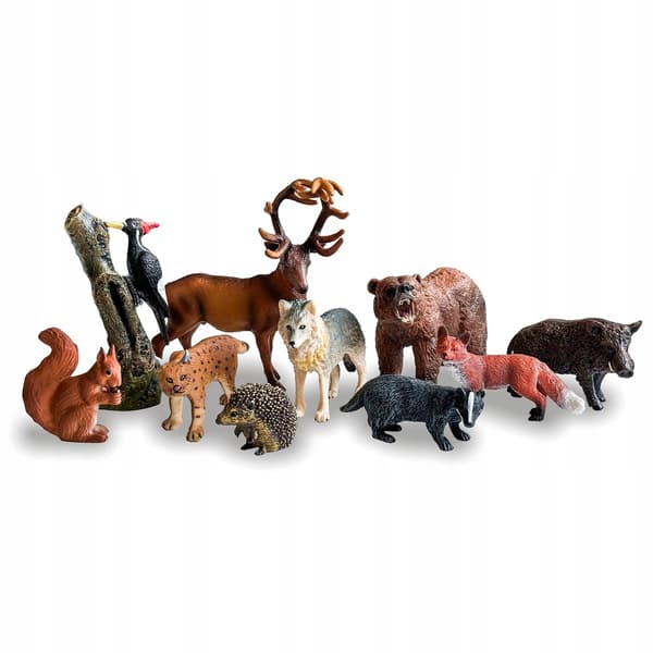 A set of forest animal figurines