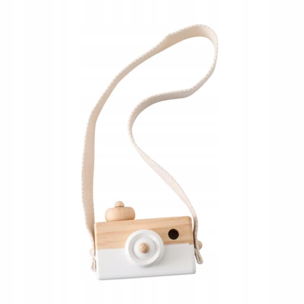 Vintage-style mini toy camera with a neck strap – a creative gift, white