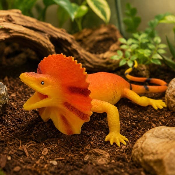 Rubber Collared Lizard Figurine – Stretchable and Realistic, 19 cm