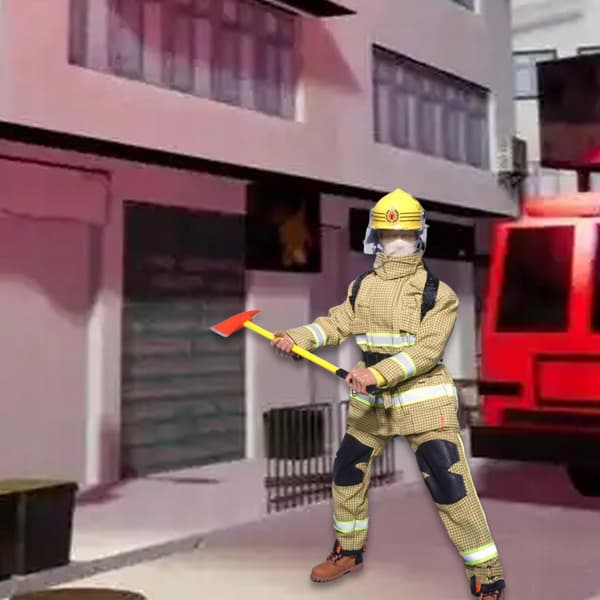1/6 Action Doll Firefighter Outfit – Handmade Formal Fireman’s Uniform, Light Yellow