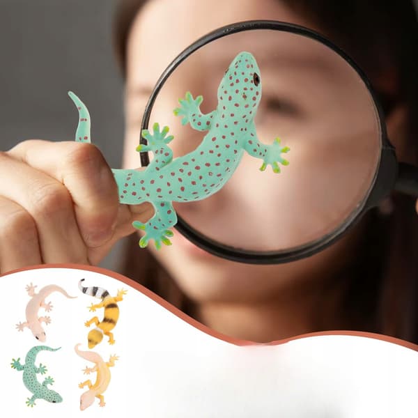 4 REALISTIC PLASTIC GECKO FIGURINES FOR LEARNING AND PLAY