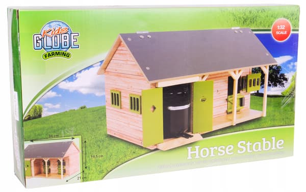 Stable with two stalls, 34x22x19cm, 1:32 scale, Hipo